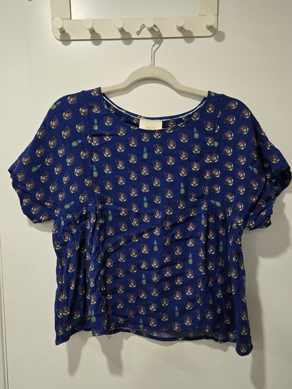 Anthropologie Maeve Blue Patterned Blouse
